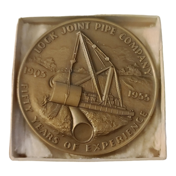 Vintage 1950s Bronze Lock Joint Pipe Co. Medallion 2 Sided - Picture 4 of 7